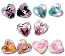 DoreenBeads 50 Mixed Lampwork Glass Color-Lined Foil Heart Beads (B09904), yiwu 2024 - buy cheap