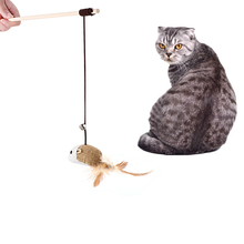 Игрушки для кошек, Ловец кошек, палочка с птичьим перьевым шариком, аксессуары для детской мыши 2024 - купить недорого