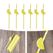 10Pcs Hawaii Party Paper Straws Lemon Decorative Drinking Straws Luau Party Table Decor BBQ Hawaiian Theme Decoration 2024 - buy cheap