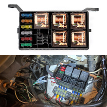 12-Slot Relay Box 6 Relays Slots 6 ATC/ATO Standard Fuses Holder Block 6Pcs Fuses Universal for Automotive and Marine Use 2019 2024 - buy cheap