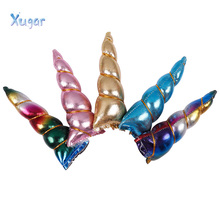 Xugar 4pcs 10cm Glitter Unicorn Mixed Rainbow Leather Horn DIY Children Headband Cartoon Horse Party Girls Hair Band Accessories 2024 - buy cheap