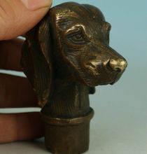 Cabeza de perro tallada a mano, estatua china de Bronce Antiguo, bastón para caminar 2024 - compra barato