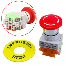 Botón de emergencia duradero, pulsador de parada de emergencia con autobloqueo, CA 660V 10A 1NO 1NC DPST 2024 - compra barato