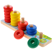 Blocos de contagem colorida do arco-íris montessori, brinquedo educacional, blocos de madeira para crianças de 3 + 2024 - compre barato