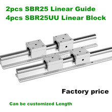 2pcs SBR25 200mm 250mm 300mm Fully Supported Linear Rail Shaft Rod Slide Guide + 4pcs SBR25UU Bearing Blcok FOR CNC DIY 2024 - buy cheap