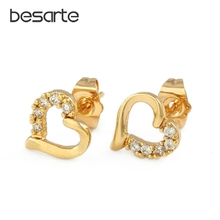 Heart Stud Earrings For Women Oorbel Boucles D'oreilles Femme Brincos Aro Gold Earings Ohrringe Orecchini Wedding Jewelry E3059 2024 - buy cheap
