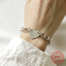 Pulseiras europeias americanas 925 prata tendência coração conciso braceletes joias finas presente para namorada 2024 - compre barato