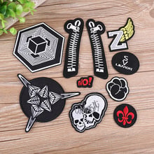 PGY Dark Punk Embroidered Appliques Skull ZIP Patches Iron On Clothes Diy Letter Wings Badges High Quality Stickers Coat Parches 2024 - buy cheap