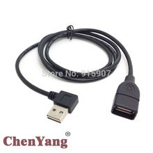 CY Chenyang USB 2,0 кабель-удлинитель двусторонний дизайн левый и правый угловой 90 градусов 100 см 2024 - купить недорого
