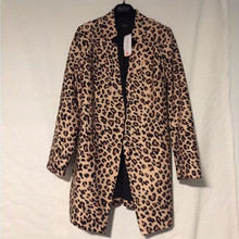 New Slim Leopard Suit Coat Women Turn-down Collar Outwear Jacket Casual Spring Autumn Elegant Plus Size Long Coat 2024 - buy cheap