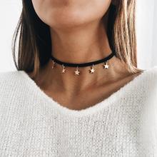 Черное бархатное ожерелье-чокер для женщин 2018 модные ювелирные изделия золотые ожерелья женское ожерелье для вечерние подарок для девушек 2024 - купить недорого