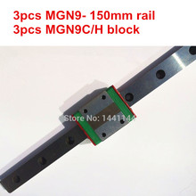Carril lineal en miniatura MGN9 para impresora 3d, 3 uds., MGN9 - 150mm + 3 uds., carro MGN9C/MGN9H para X Y Z axies 2024 - compra barato
