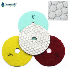 Hot sell DC-HW3PP02 4 inch dry 3 step 100mm white diamond polishing pads for stone, marble and granite 2024 - buy cheap