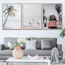 Tropical Sea Palm Tree Bus Landscape Wall Art Canvas Posters and Print Nordic Ocean Canvas Painting Wall Picture for Living Room 2024 - buy cheap