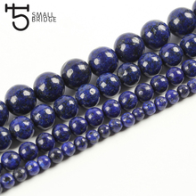 Cuentas de lapislázuli azul Natural para fabricación de joyas, accesorios para pulsera, cuentas de hilo de piedra redonda Lisa S104, 6, 8 y 10 MM 2024 - compra barato