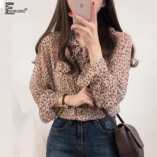 2019 Spring Summer womens tops blouses Korean style clothes flare sleeve bow tie top floral print vintage cute blouse shirt J828 2024 - buy cheap