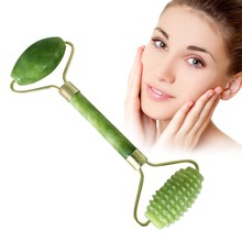 Beauty Health Double Head Green Jade Roller Elliptical Face-lifting skin artificial Facial Care massager tool Thin Roller 2024 - buy cheap