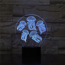 Медузы Лампа Свет 3D детский ночник ребенок lampara LED много цветов освещение хрустальная Рыба для детей подарки Декор 1787 2024 - купить недорого