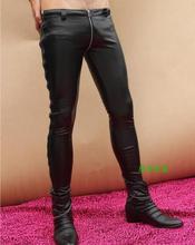 27-37 Men's New Dj Fashion Clothing Slim Male Before And After The Zipper Tight Leather Pants Men Trousers Male Singer Costumes 2024 - buy cheap