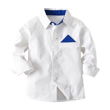 Boy Cotton Long-sleeved Shirt 2019 Autumn and Winter Spring and Autumn Korean Children's Clothing White Solid Color Baby Shirt 2024 - buy cheap