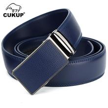 CUKUP Men's New Design Quality Blue Genuine Leather Dress Belt Ratchet Automatic Buckle Belts for Men 2022 New Designers NCK710 2024 - buy cheap