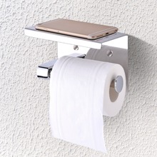 Wall Mount Tissue Roll Paper Holder Bathroom Toilet Sanitary Paper Storage Rack w/ Mobile Phone Shelf Stainless Roll Paper Rack 2024 - buy cheap