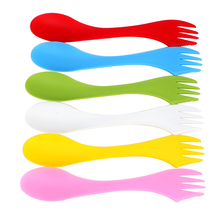 Utensílios de cozinha multifuncionais, talheres de viagem com 6 unidades, 18cm de comprimento, colher, garfo, faca, 3 em 1, acessórios para acampamento 2024 - compre barato