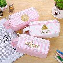 1pc Portable Canvas Pencil Case Organizer Stationery Pouch Makeup Cosmetic Bag 2024 - buy cheap