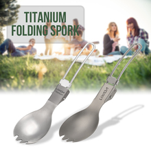 Lixada Half Polished Titanium Folding Spork Lightweight Outdoor Dinner Spork Flatware for Travel Camping Backpacking 2024 - buy cheap