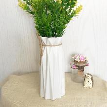 Vaso de plástico origami, vaso de flores com imitação de cerâmica branca, arranjo artificial de flores, recipiente de flores para decoração de casa e festas 2024 - compre barato