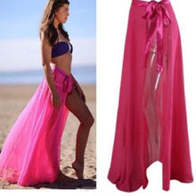 Women Bikini Cover Up Swimwear Sheer Beach Maxi Wrap Skirt Sarong Pareo 2024 - buy cheap