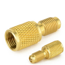1X Brass Adapter ACME A/C R134a Fitting Connector Adapter 1/4 inch Male To 1/2 inch Female With Valve Core 2024 - buy cheap