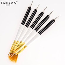 Nail Art Pen Liner Dotting Flower Double Head Carving Brush Flat Fan Diamond Painting Drawing Tools UV Gel Design 5Pcs/set 2024 - buy cheap