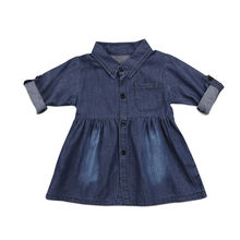 Детское джинсовое платье с длинным рукавом, весна-осень 2024 - купить недорого