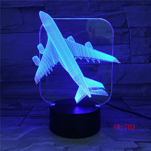 Air Plane 3D Light Table Lamp Optical Illusion Night Light 7 Colors Changing Mood Lamp Salt Lamp With Motion Sensor AW-703 2024 - buy cheap