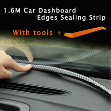 1.6M Car Dashboard Edges Sealing Strip Carbon Fiber pattern Noise Insulation Interior Front Windshield Gap Sealing Rubber Strips 2024 - buy cheap
