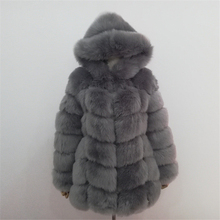 Длинное пальто с капюшоном из искусственного меха, Зимняя Толстая куртка, женская верхняя одежда из искусственного меха лисы, пальто из искусственного меха, 2019 2024 - купить недорого
