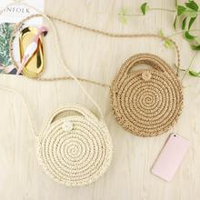 Round Paper Rope Beach Shoulder Bag Summer Mini Vintage Handmade Crossbody Straw Hand Bag Girl Circle Rattan Bags Small Bohemian 2024 - buy cheap