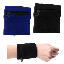 2 Pieces Adult Men Women Sports Wristband Sweatband Wrist Wallet with Zipper Pocket for Outdoor Activities 2024 - buy cheap