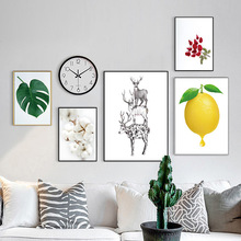 Nordic Plant Leaves Lemon Rose Elk Home Decorative Canvas Painting Frameless Back To The Future Wall Pictures for Living Room 2024 - buy cheap