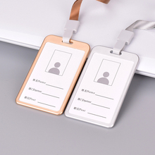 1pc Vertical Style Aluminum Alloy ID Name Card Case Business Work Card Badge Holder with Lanyard for Office 2024 - buy cheap