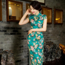 Китайское женское атласное Cheongsam Qipao длинное вечернее платье S M L XL XXL китайское восточное платье традиционное бархатное китайское платье 2024 - купить недорого