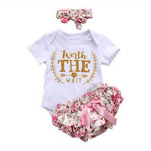 Toddler Baby Girls Cotton Clothes Set 3Pcs Baby Girl Print Short Sleeve Romper Bodysuit+Shorts Pants and Headband Summer Outfits 2024 - buy cheap