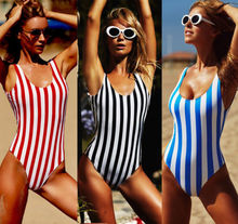 2021 Women One-Piece Striped Swimsuit Ladies Bandage One Piece Push-up Padded  Bathing Swimwear Swimming Suit Clothing 2024 - buy cheap