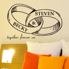 Rings Custom Couple Names Vinyl Wall Sticker Bedroom Decoative Art Decal free shipping 2024 - buy cheap