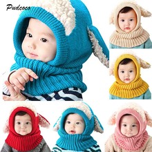 2018 Baby Cute Ears Hat Toddler Girls Boys Warm Hat New Winter Super Warm Beanie Hooded Earflap Knitted Cap Scarf 2024 - buy cheap