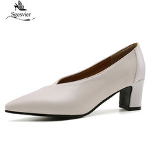 SGESVIER de gran tamaño 28-46 DE MODA bombas Sexy Lady sólido slip-on grueso zapatos de tacón alto Mujer Zapatos de primavera de las mujeres zapatos de boda zapatos 2024 - compra barato