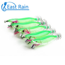 Светящаяся приманка East Rain 10 см, 5 шт./лот, флуоресцентная деревянная приманка для ловли кальмаров, флуоресцентная насекомое для ночной рыбалки 2024 - купить недорого