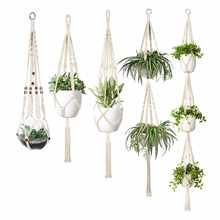 Colgador de macramé para plantas, juego de 5 macetas colgantes de pared para interior, cesta, soporte para maceta, decoración Bohemia para el hogar 2024 - compra barato