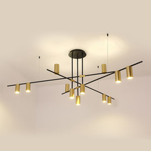 Lámpara Led de araña moderna para sala de estar y cocina, candelabros con pantalla de aluminio E27, color negro y dorado, Art Deco 2024 - compra barato
